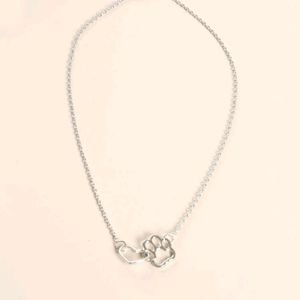 Heart and paw print necklace with matching bracelet